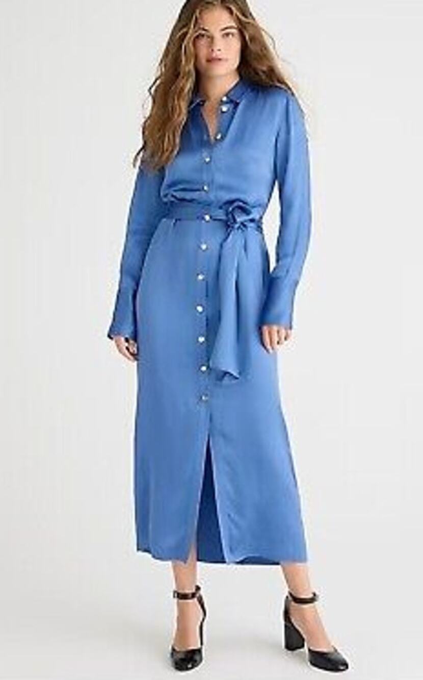 NWOT J. Crew Drapey shirtdress in luster crepe Blue Size 6 Maxi Button Up